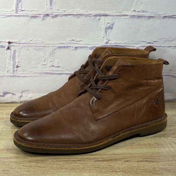 Frye Ashland Brown Leather Chukka Boots Men's Size 10 Ankle Lace-Up Cognac - Picture 1 of 8